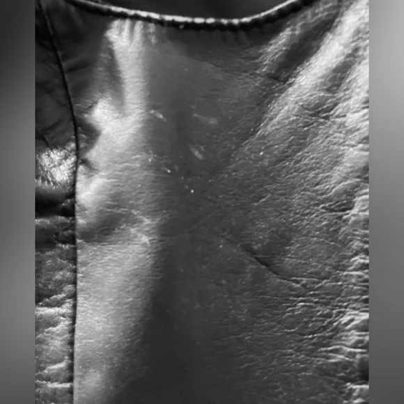 💥2 for 1💥Vintage Drospo Black Leather Biker / Moto Zip Up Vest - Size L/XL - Picture 6 of 12